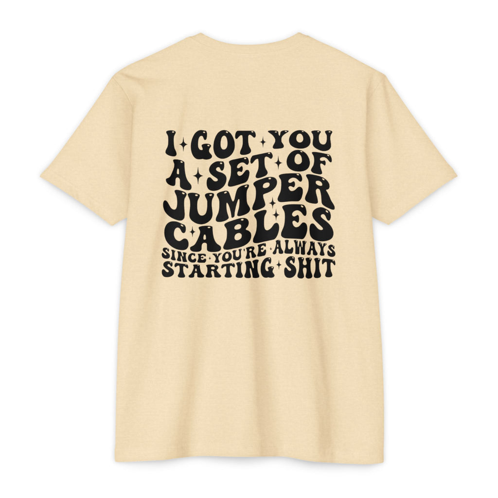 Graphic T-Shirt — “I Got You A Set Of Jumper Cables” Retro Smiley Tee
