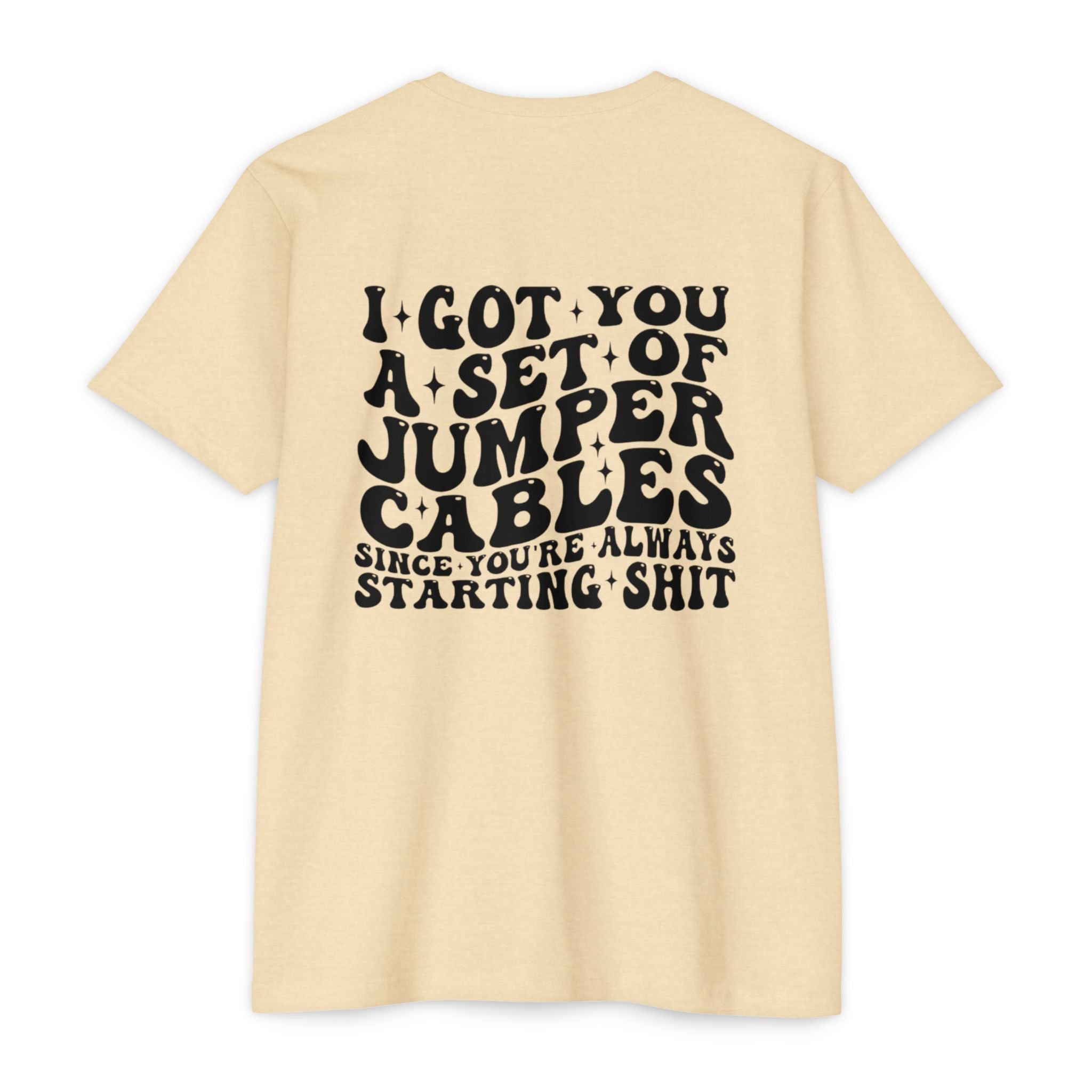 Graphic T-Shirt — “I Got You A Set Of Jumper Cables” Retro Smiley Tee