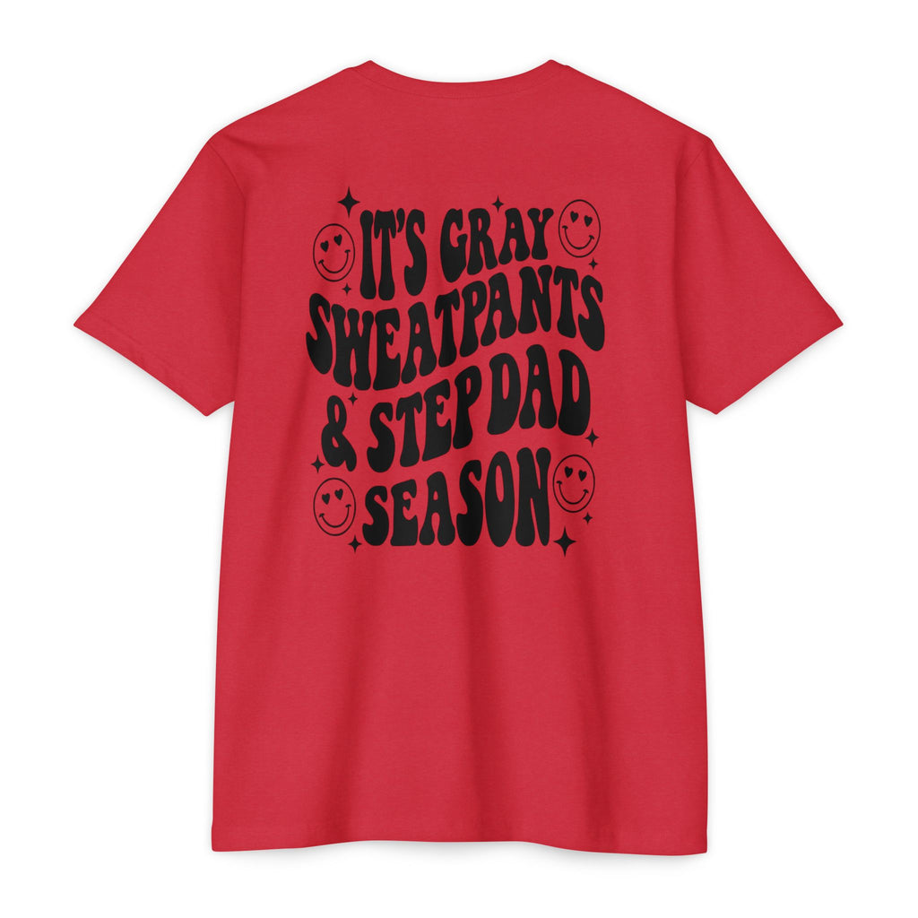 T-Shirt — "It’s Gray Sweatpants & Stepdad Season" Retro Smile Graphic