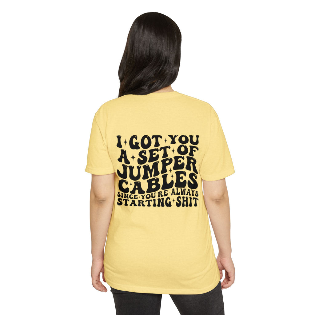 Graphic T-Shirt — “I Got You A Set Of Jumper Cables” Retro Smiley Tee