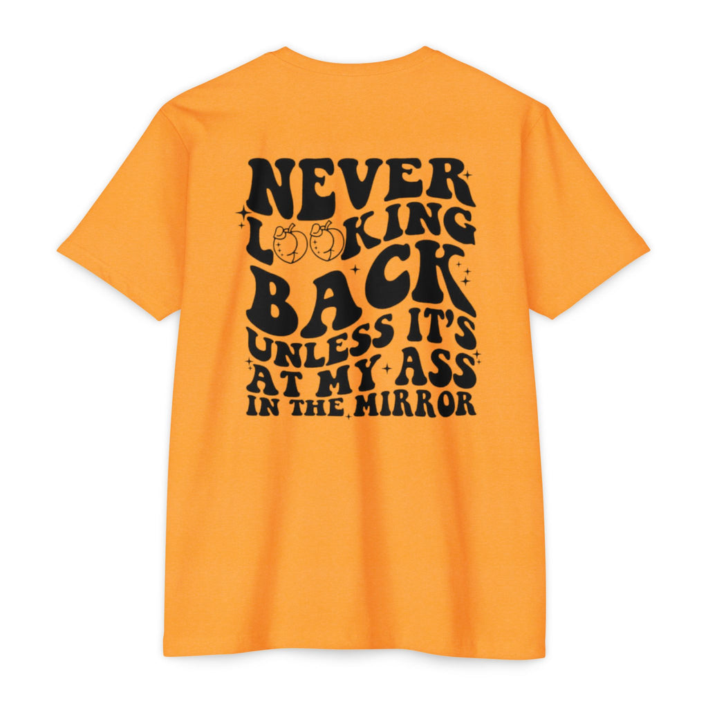 Never Looking Back Graphic T-Shirt — Funny Retro Smiley Quote Tee