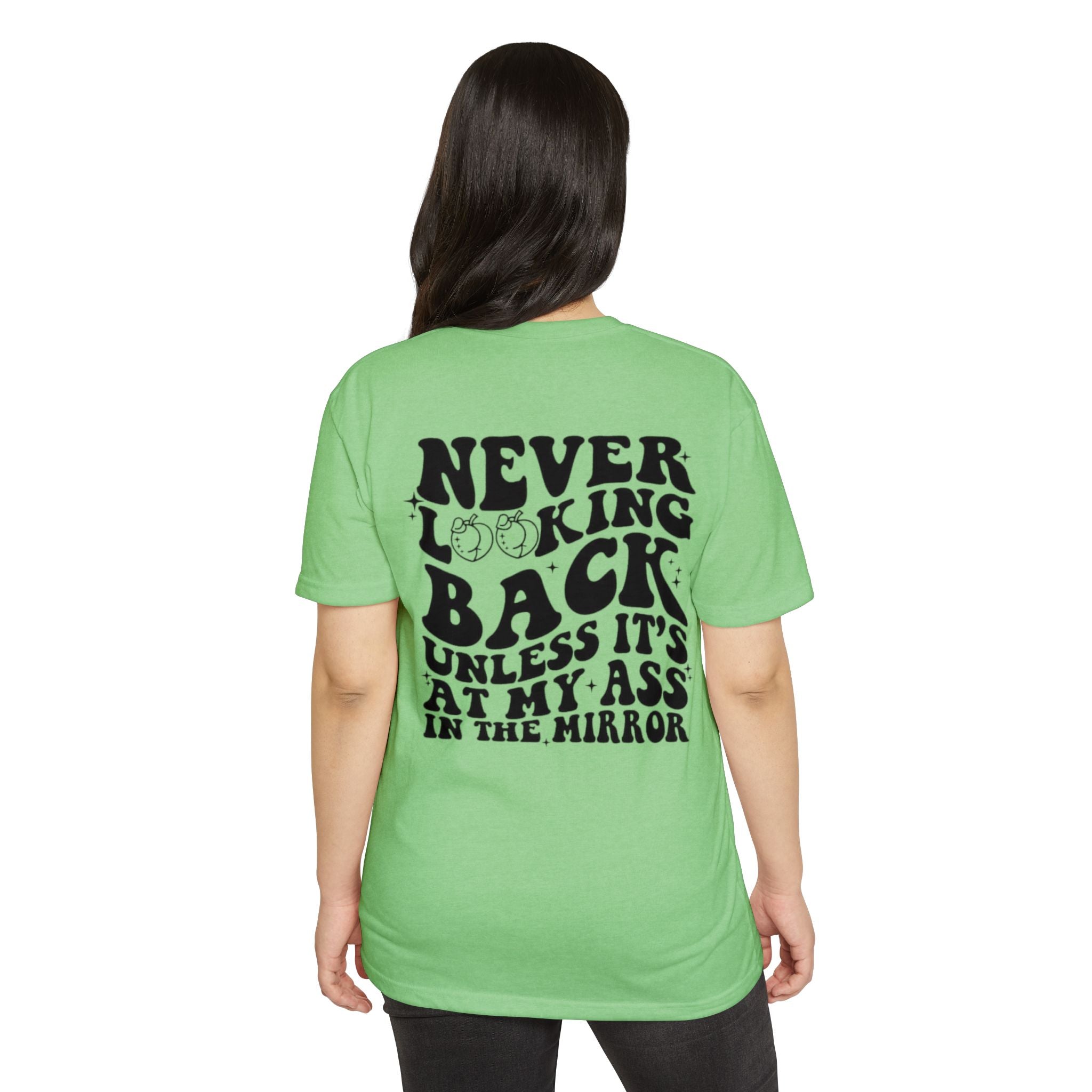 Never Looking Back Graphic T-Shirt — Funny Retro Smiley Quote Tee