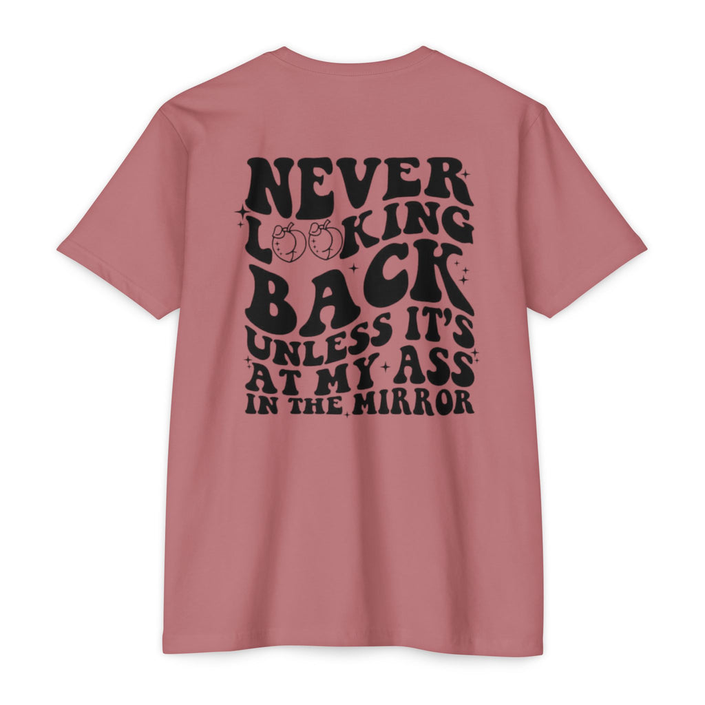 Never Looking Back Graphic T-Shirt — Funny Retro Smiley Quote Tee