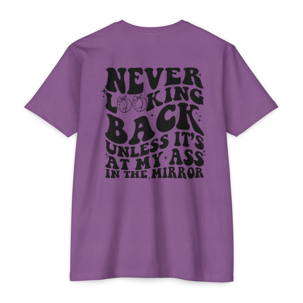 Never Looking Back Graphic T-Shirt — Funny Retro Smiley Quote Tee