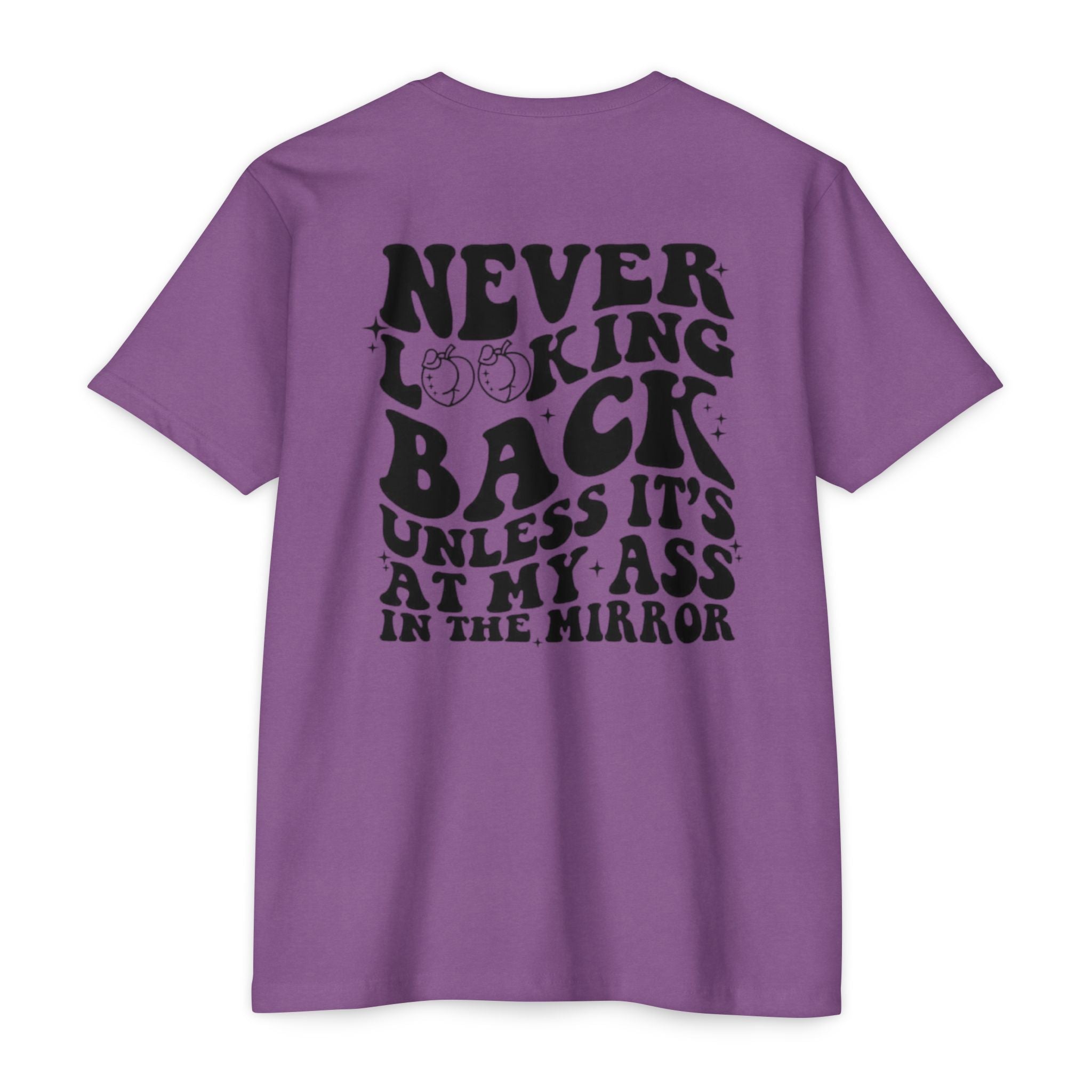Never Looking Back Graphic T-Shirt — Funny Retro Smiley Quote Tee