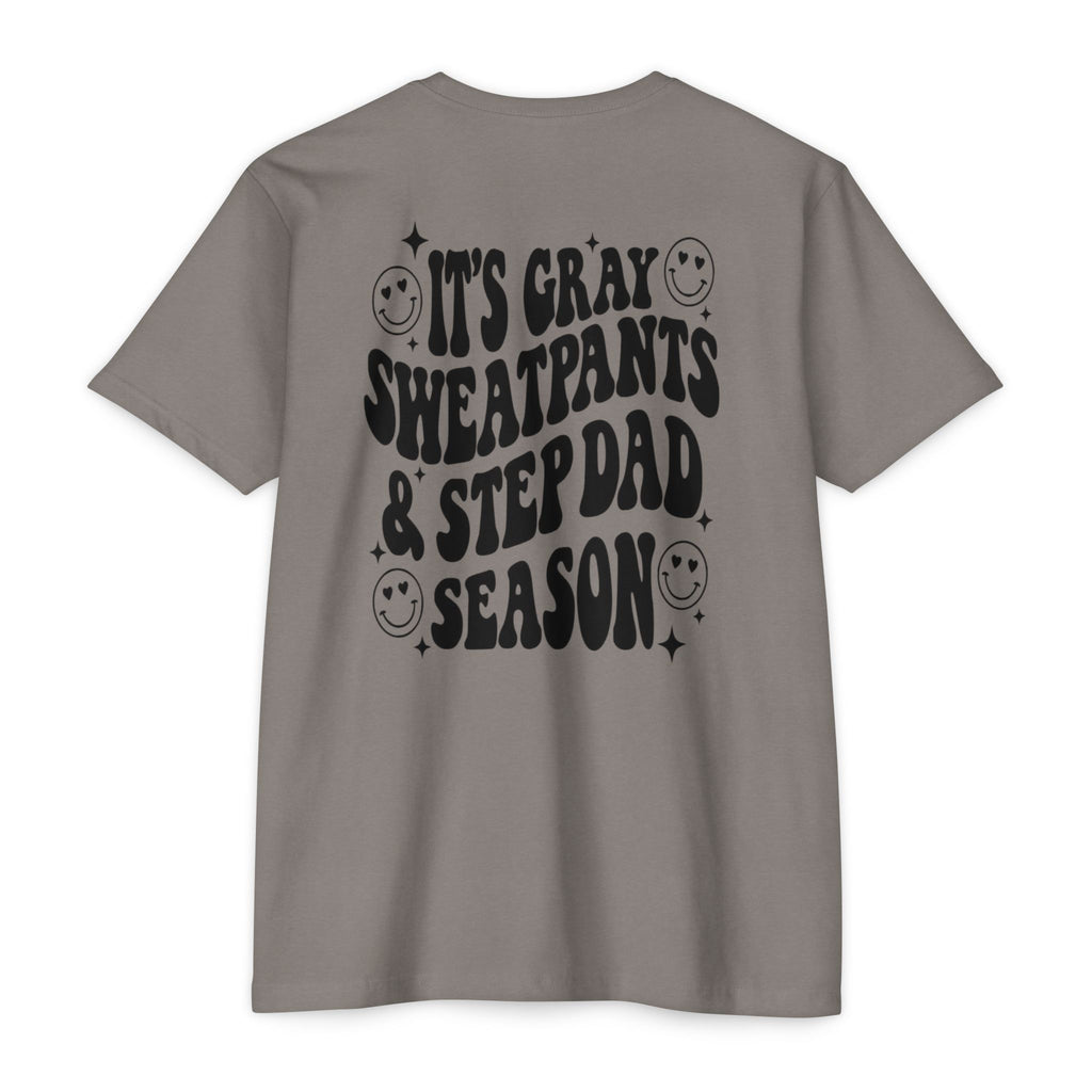 T-Shirt — "It’s Gray Sweatpants & Stepdad Season" Retro Smile Graphic