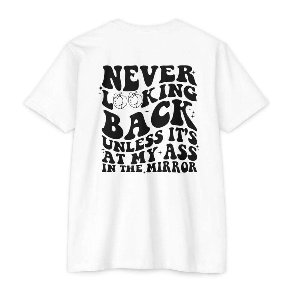 Never Looking Back Graphic T-Shirt — Funny Retro Smiley Quote Tee
