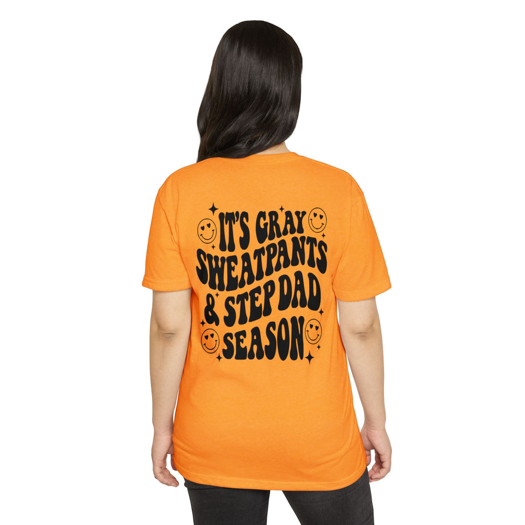T-Shirt — "It’s Gray Sweatpants & Stepdad Season" Retro Smile Graphic