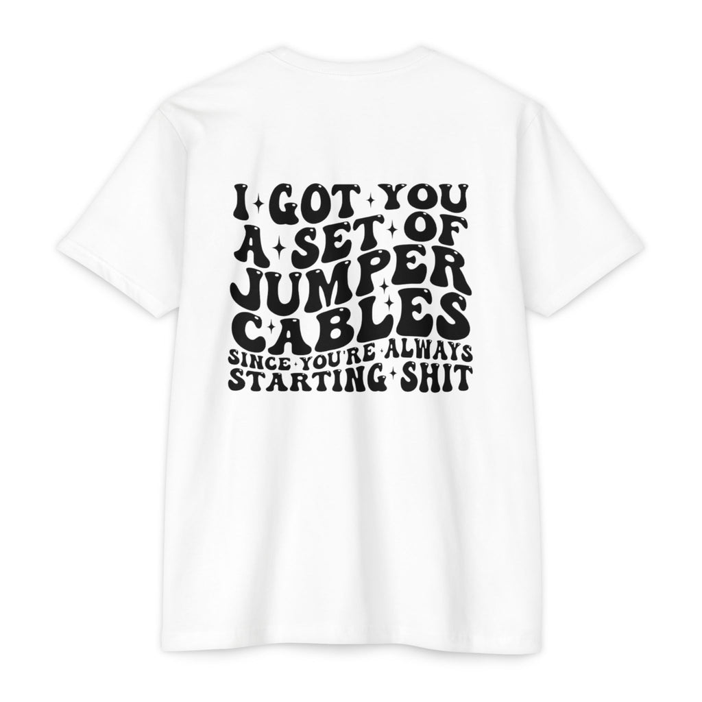 Graphic T-Shirt — “I Got You A Set Of Jumper Cables” Retro Smiley Tee