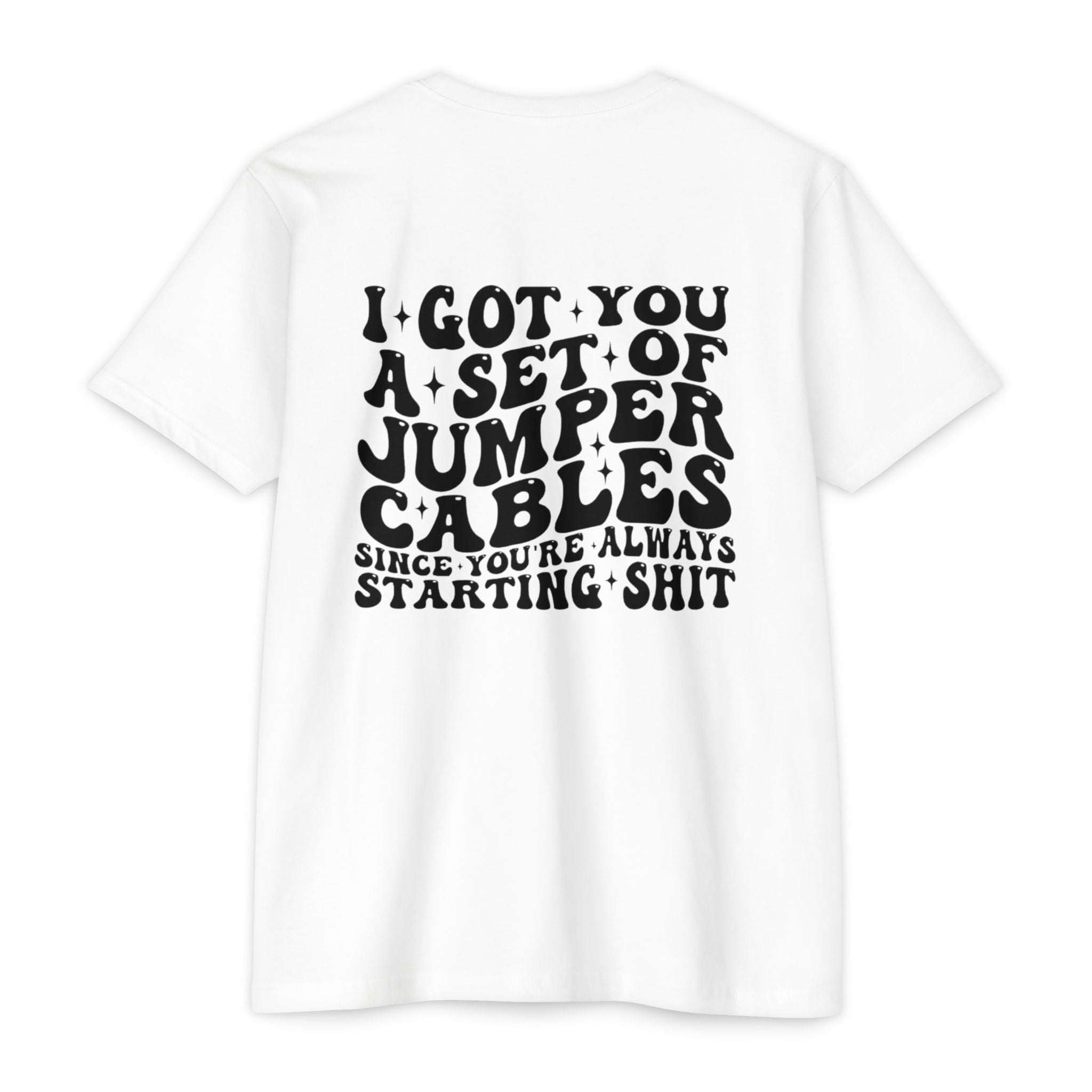 Graphic T-Shirt — “I Got You A Set Of Jumper Cables” Retro Smiley Tee