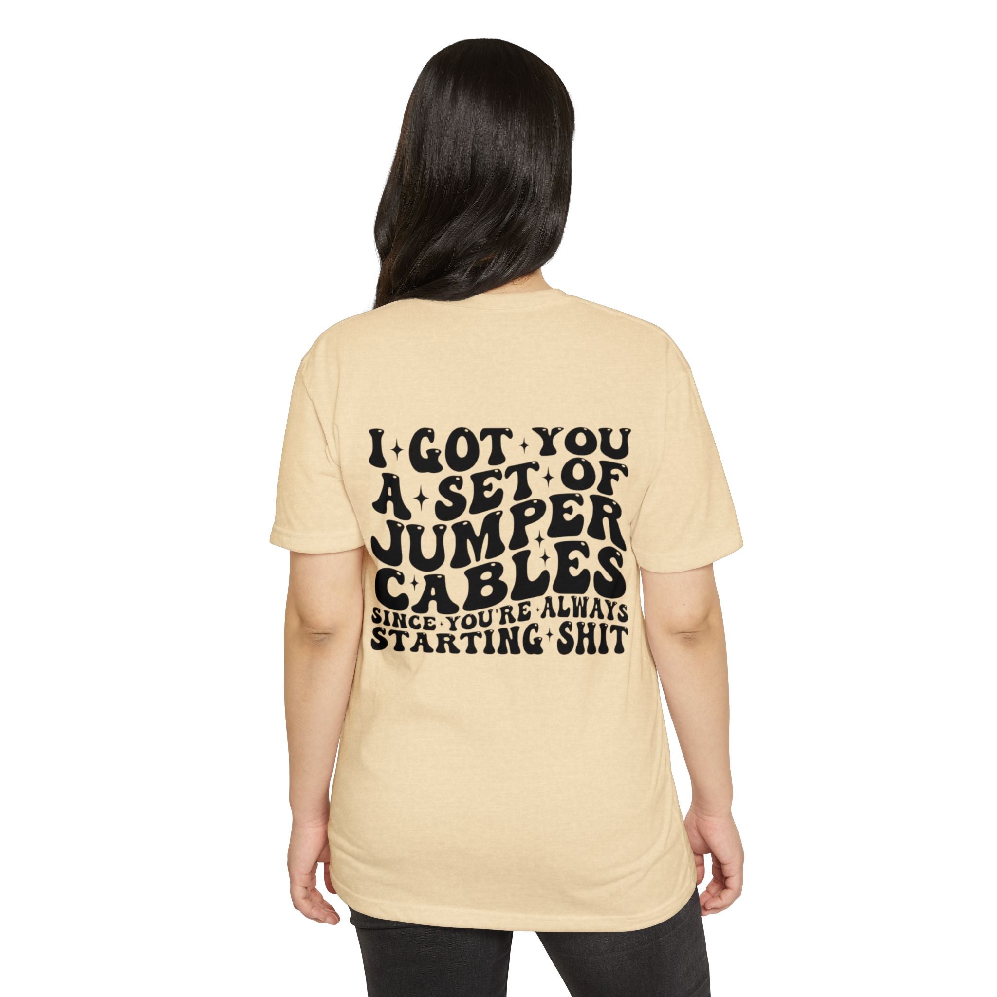 Graphic T-Shirt — “I Got You A Set Of Jumper Cables” Retro Smiley Tee