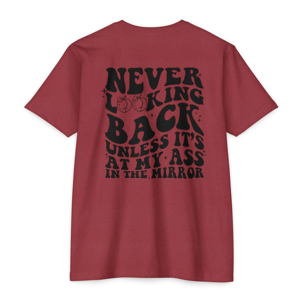 Never Looking Back Graphic T-Shirt — Funny Retro Smiley Quote Tee