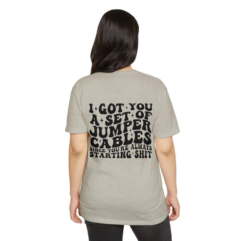 Graphic T-Shirt — “I Got You A Set Of Jumper Cables” Retro Smiley Tee