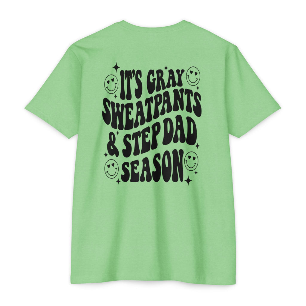 T-Shirt — "It’s Gray Sweatpants & Stepdad Season" Retro Smile Graphic