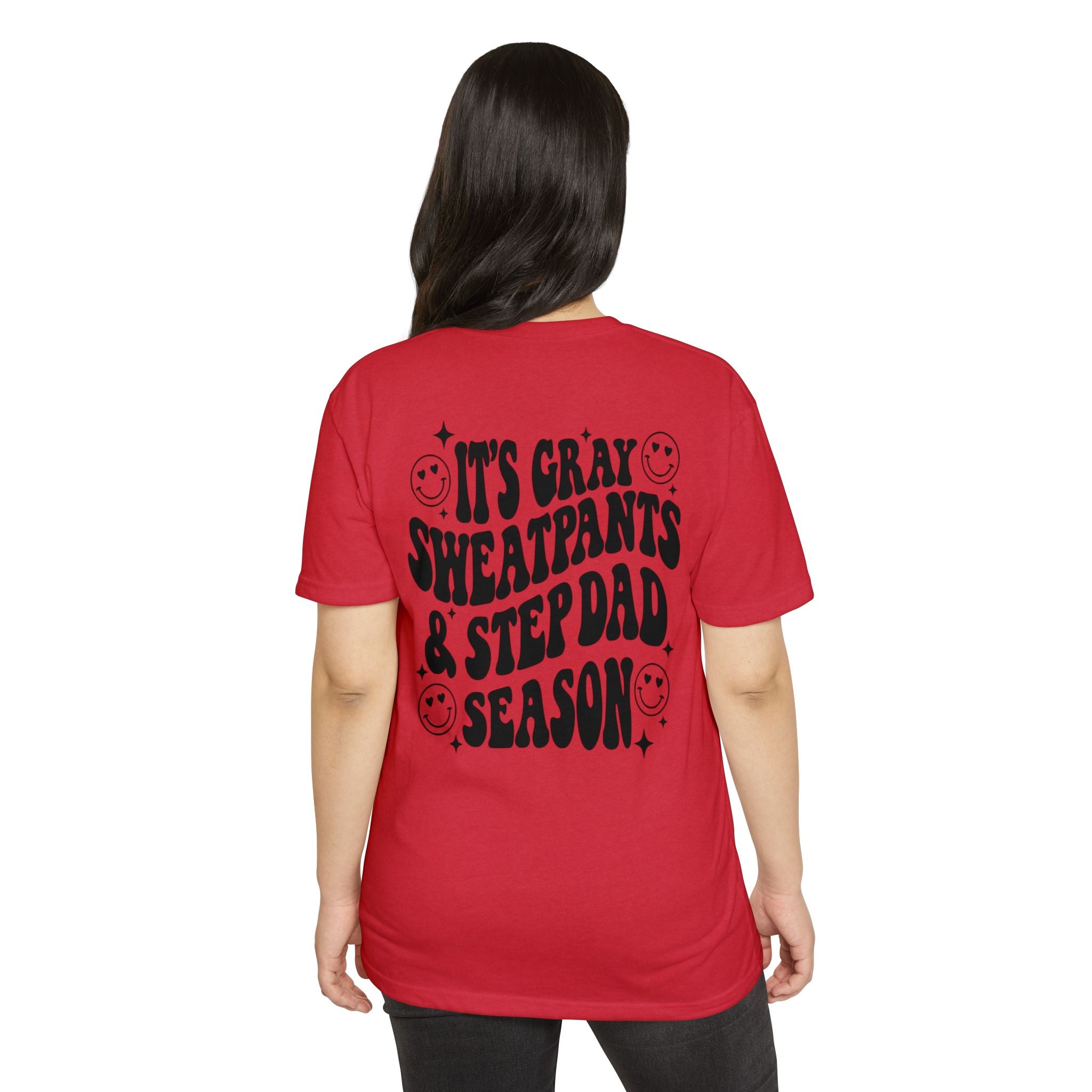 T-Shirt — "It’s Gray Sweatpants & Stepdad Season" Retro Smile Graphic
