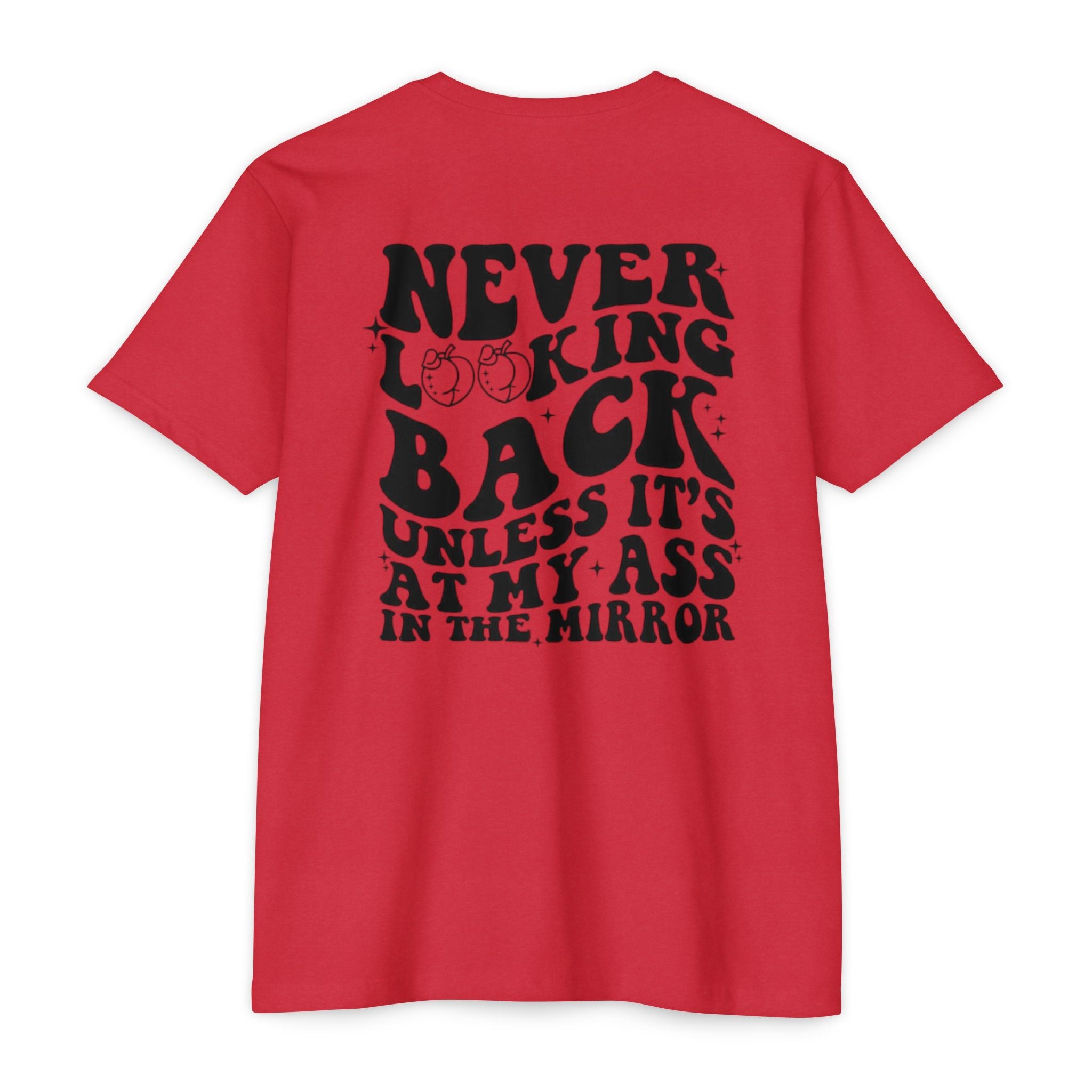 Never Looking Back Graphic T-Shirt — Funny Retro Smiley Quote Tee