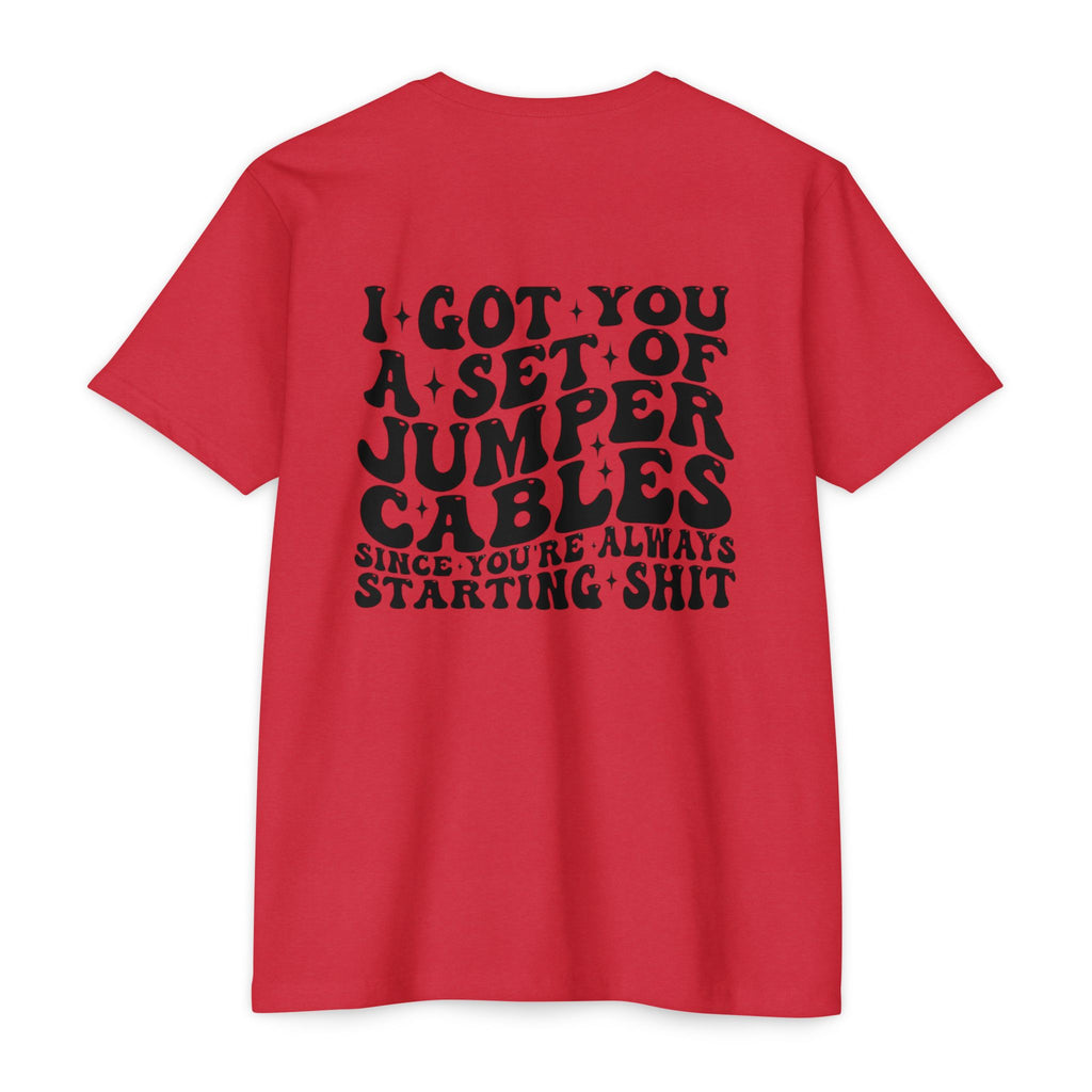 Graphic T-Shirt — “I Got You A Set Of Jumper Cables” Retro Smiley Tee