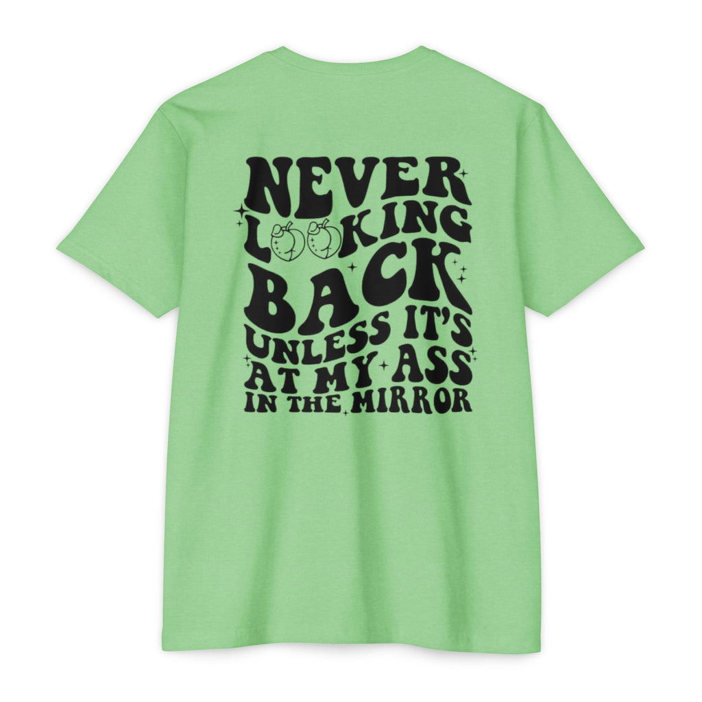 Never Looking Back Graphic T-Shirt — Funny Retro Smiley Quote Tee