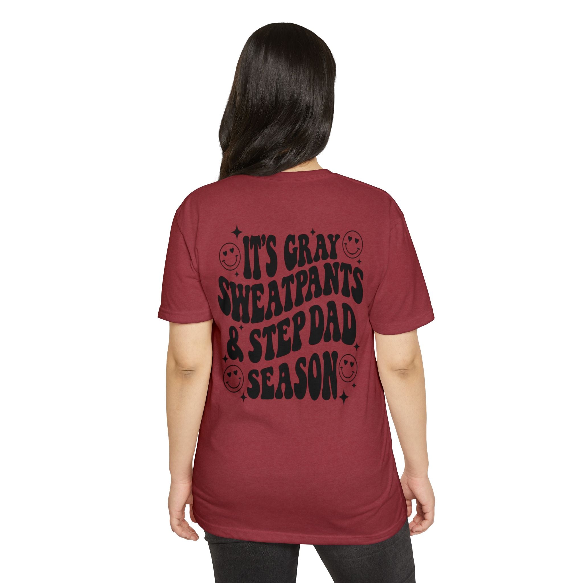 T-Shirt — "It’s Gray Sweatpants & Stepdad Season" Retro Smile Graphic