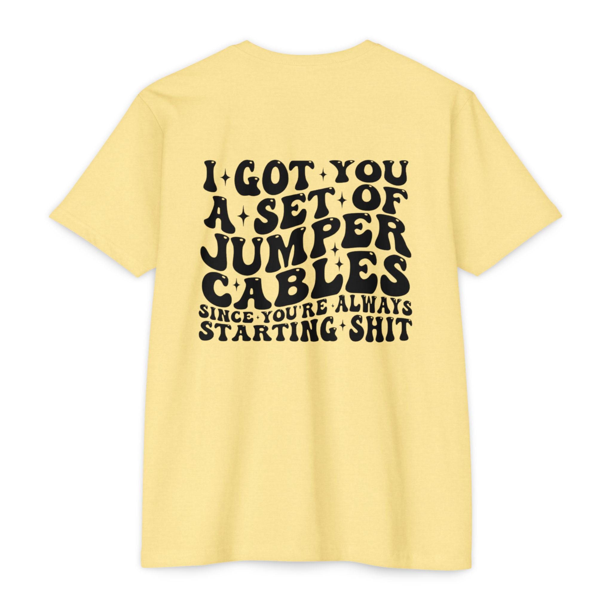 Graphic T-Shirt — “I Got You A Set Of Jumper Cables” Retro Smiley Tee