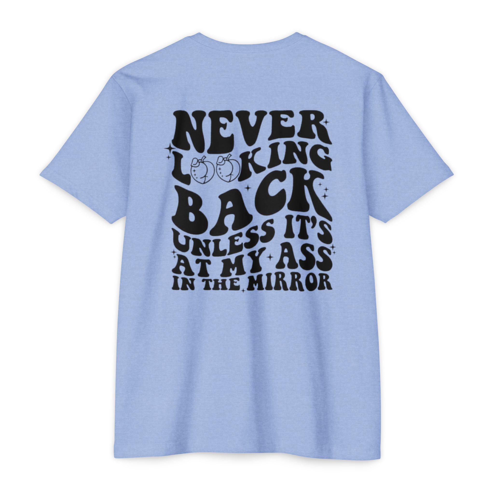Never Looking Back Graphic T-Shirt — Funny Retro Smiley Quote Tee