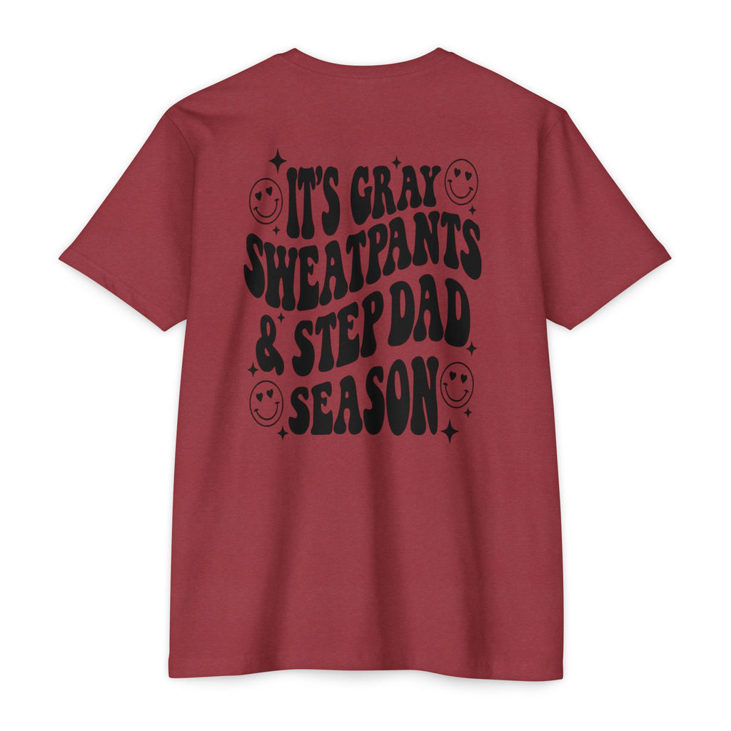 T-Shirt — "It’s Gray Sweatpants & Stepdad Season" Retro Smile Graphic